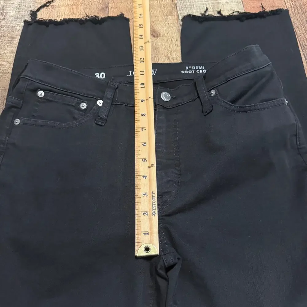 J. Crew Wmns Black Denim Billie Demi Boot Crop Jeans Sz 30 Stretch Closet Staple